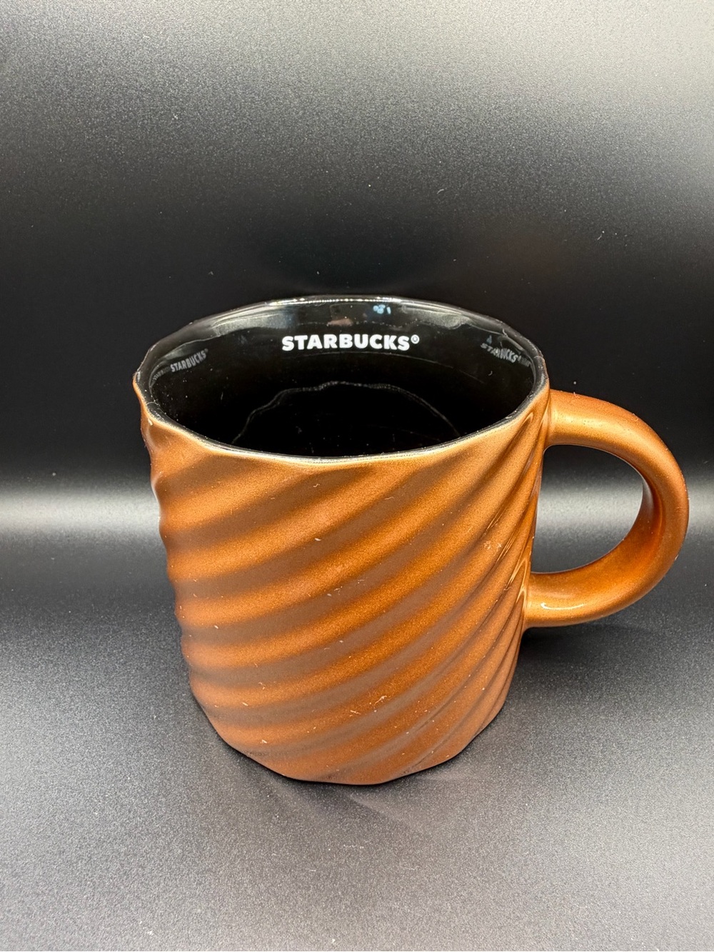 Starbucks Copper Bronze Swirl Ceramic Mug with Black Interior